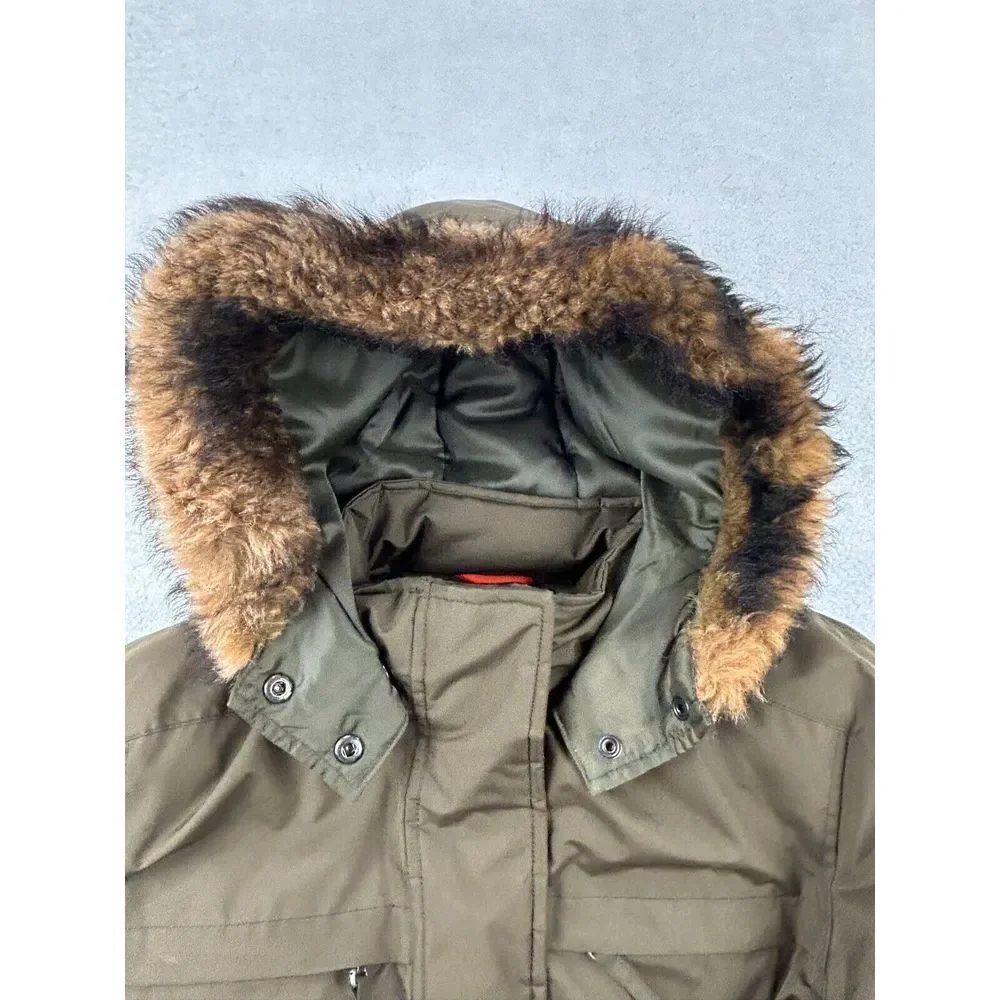 Banana Republic Women‎ M Army Green Puffer Jacket Water Resistant Hood Shearling
